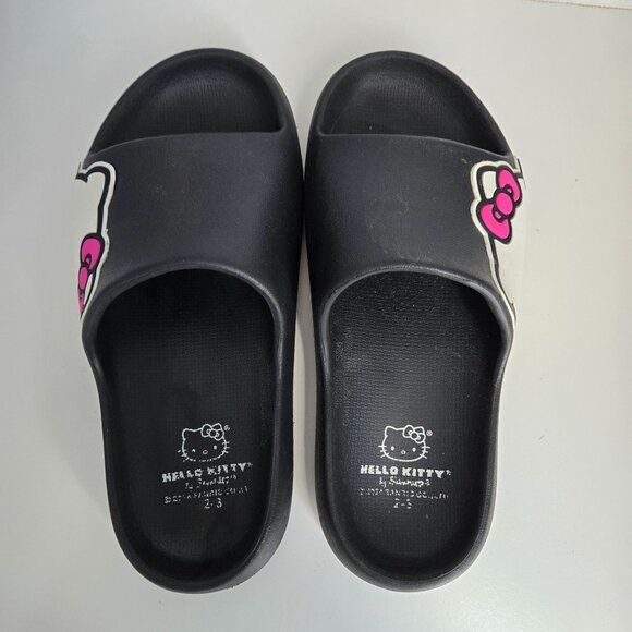 Hello Kitty Slides Girls Size 2-3 Black Sanrio Outdoor Waterproof Non Marking - Picture 7 of 10